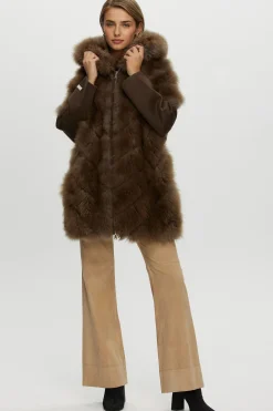 Select Cashmere Goat Diagonal Parka With Loro Piana Cashmere Sleeves And Back