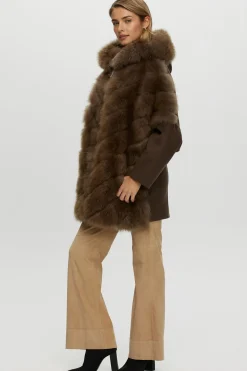 Select Cashmere Goat Diagonal Parka With Loro Piana Cashmere Sleeves And Back