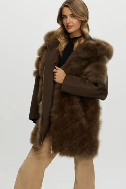 Select Cashmere Goat Diagonal Parka With Loro Piana Cashmere Sleeves And Back