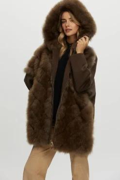 Select Cashmere Goat Diagonal Parka With Loro Piana Cashmere Sleeves And Back