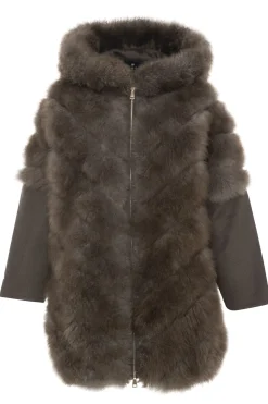 Select Cashmere Goat Diagonal Parka With Loro Piana Cashmere Sleeves And Back