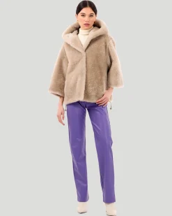 Select Cashmere Goat Hooded Jacket With Cropped Sleeves