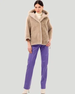 Select Cashmere Goat Hooded Jacket With Cropped Sleeves