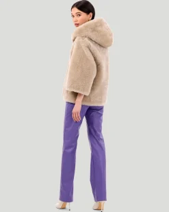 Select Cashmere Goat Hooded Jacket With Cropped Sleeves