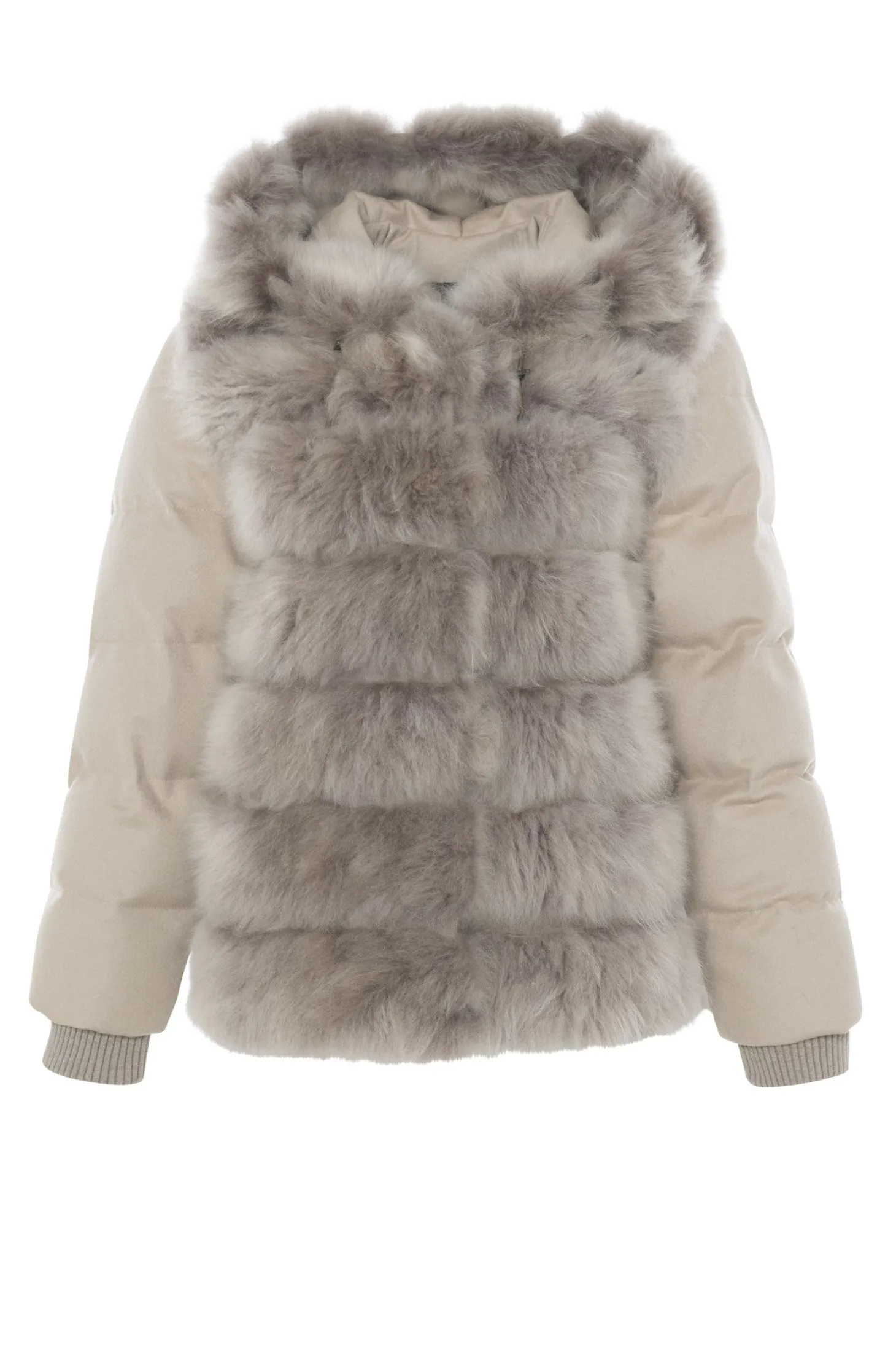 Select Cashmere Goat Quilted Down Parka With Loro Piana Cashmere Sleeves And Back