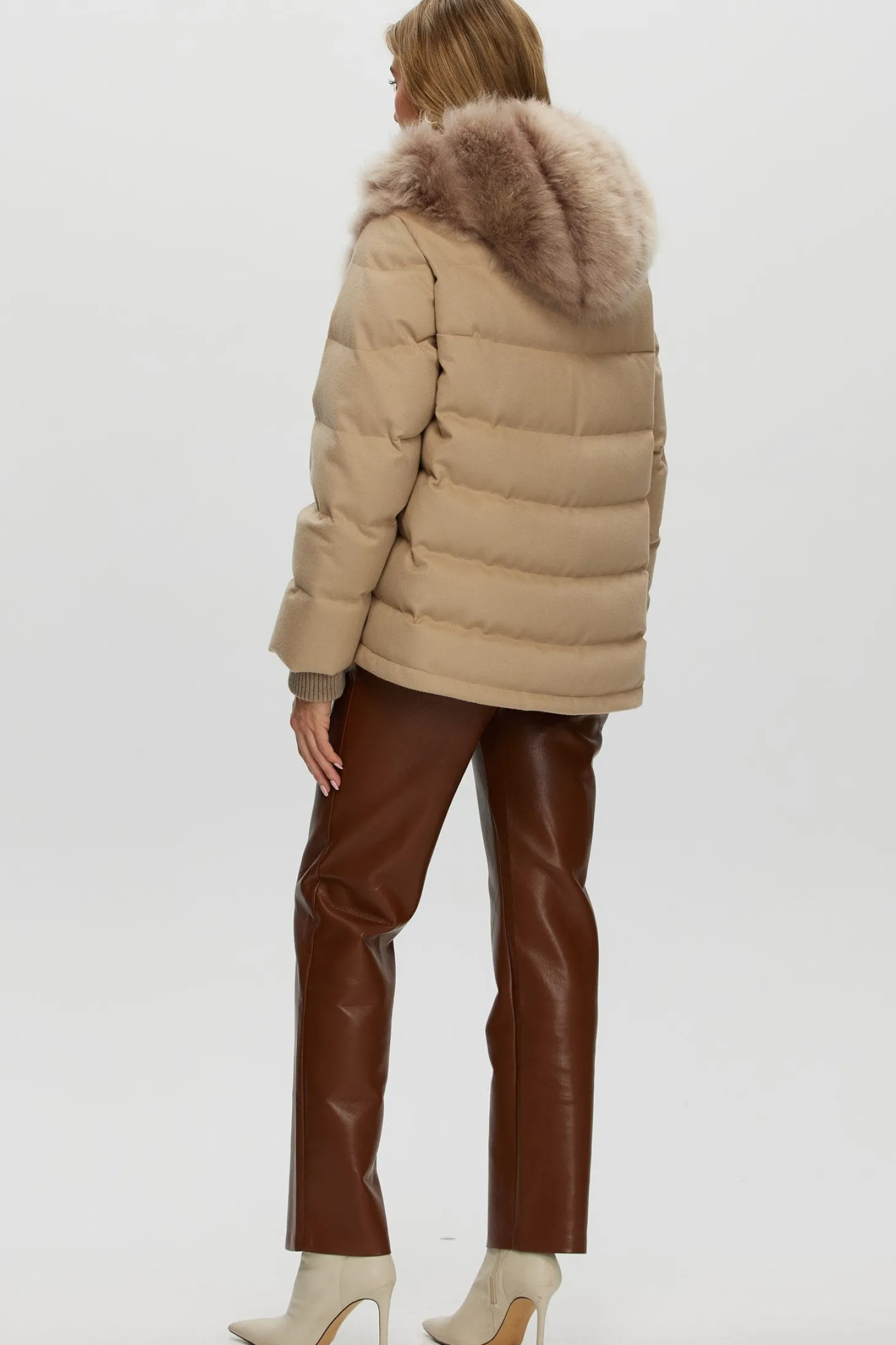 Select Cashmere Goat Quilted Down Parka With Loro Piana Cashmere Sleeves And Back