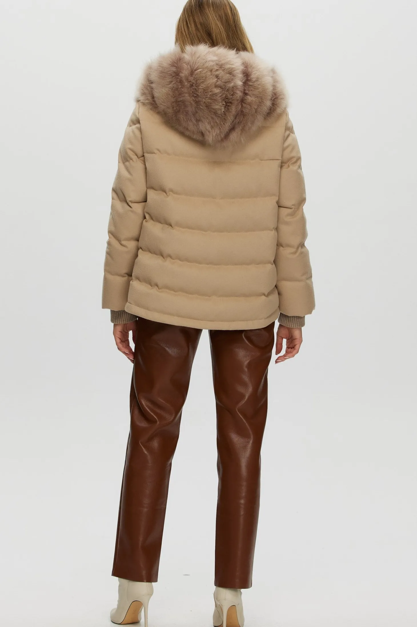 Select Cashmere Goat Quilted Down Parka With Loro Piana Cashmere Sleeves And Back
