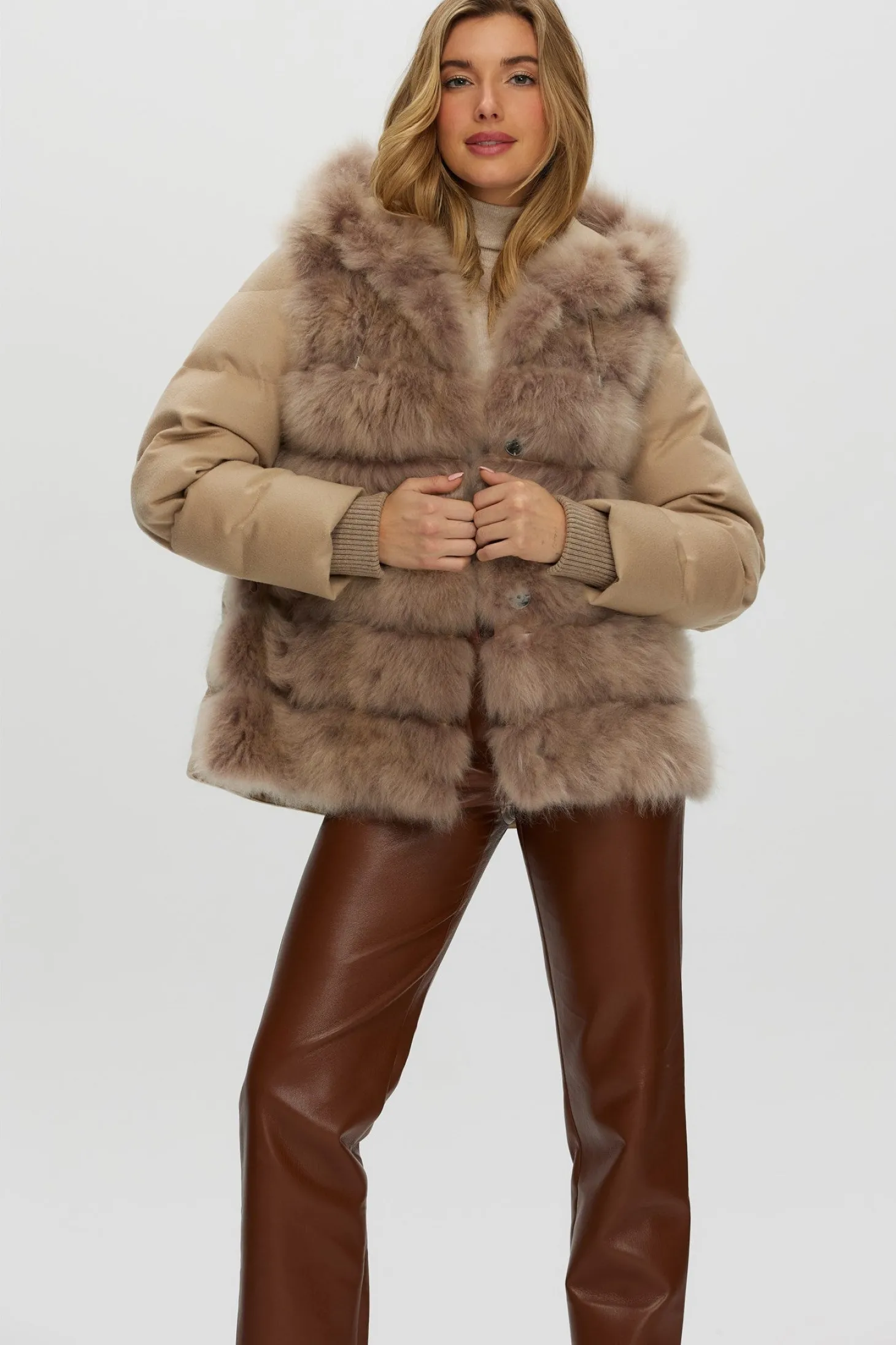 Select Cashmere Goat Quilted Down Parka With Loro Piana Cashmere Sleeves And Back