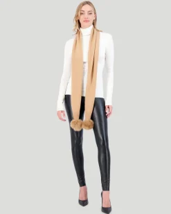 Select Knit Cashmere Scarf With Toscana Shearling Lamb Pompom