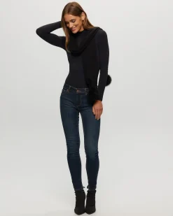 Select Knit Cashmere Scarf With Toscana Shearling Lamb Pompom