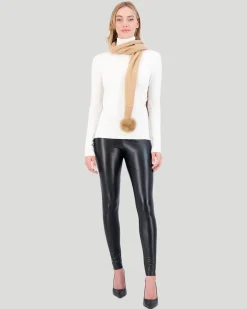 Select Knit Cashmere Scarf With Toscana Shearling Lamb Pompom