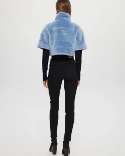 Select Shearling Lamb Bolero With Cropped Sleeves