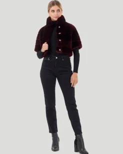 Select Shearling Lamb Bolero With Cropped Sleeves