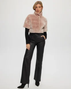 Select Shearling Lamb Bolero With Cropped Sleeves