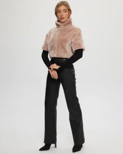 Select Shearling Lamb Bolero With Cropped Sleeves