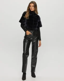 Select Shearling Lamb Bolero With Cropped Sleeves