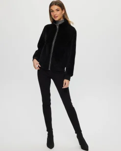 Select Shearling Lamb Bomber Jacket With Leather Trim