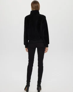 Select Shearling Lamb Bomber Jacket With Leather Trim