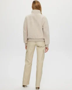 Select Shearling Lamb Bomber Jacket With Leather Trim