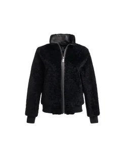 Select Shearling Lamb Bomber Jacket With Leather Trim