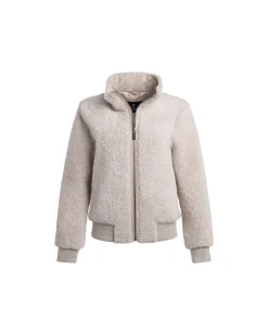 Select Shearling Lamb Bomber Jacket With Leather Trim