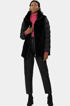 Select Shearling Lamb Chevron Jacket With Detachable Horizontal Quilted Sleeves