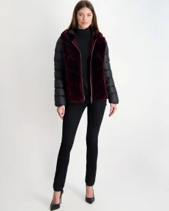 Select Shearling Lamb Chevron Parka With Quilted Sleeves And Back