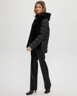 Select Shearling Lamb Chevron Parka With Quilted Sleeves And Back