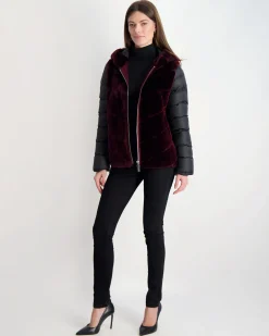 Select Shearling Lamb Chevron Parka With Quilted Sleeves And Back
