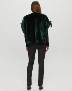 Select Shearling Lamb Collarless Short Sleeve Jacket