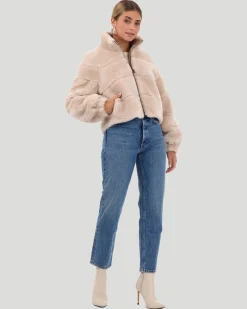 Select Shearling Lamb Horizontal Zip Jacket