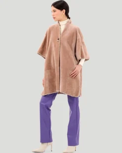 Select Shearling Lamb Poncho With Cashmere Embroidery