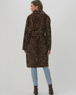 Select Shearling Lamb Short Coat With Notch Collar And Belt
