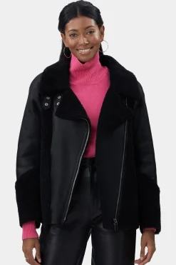 Select Shearling Lamb Zip Moto Jacket