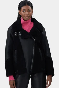 Select Shearling Lamb Zip Moto Jacket