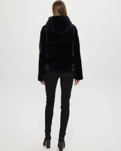 Select Shearling Lamb Zip Jacket With Hood