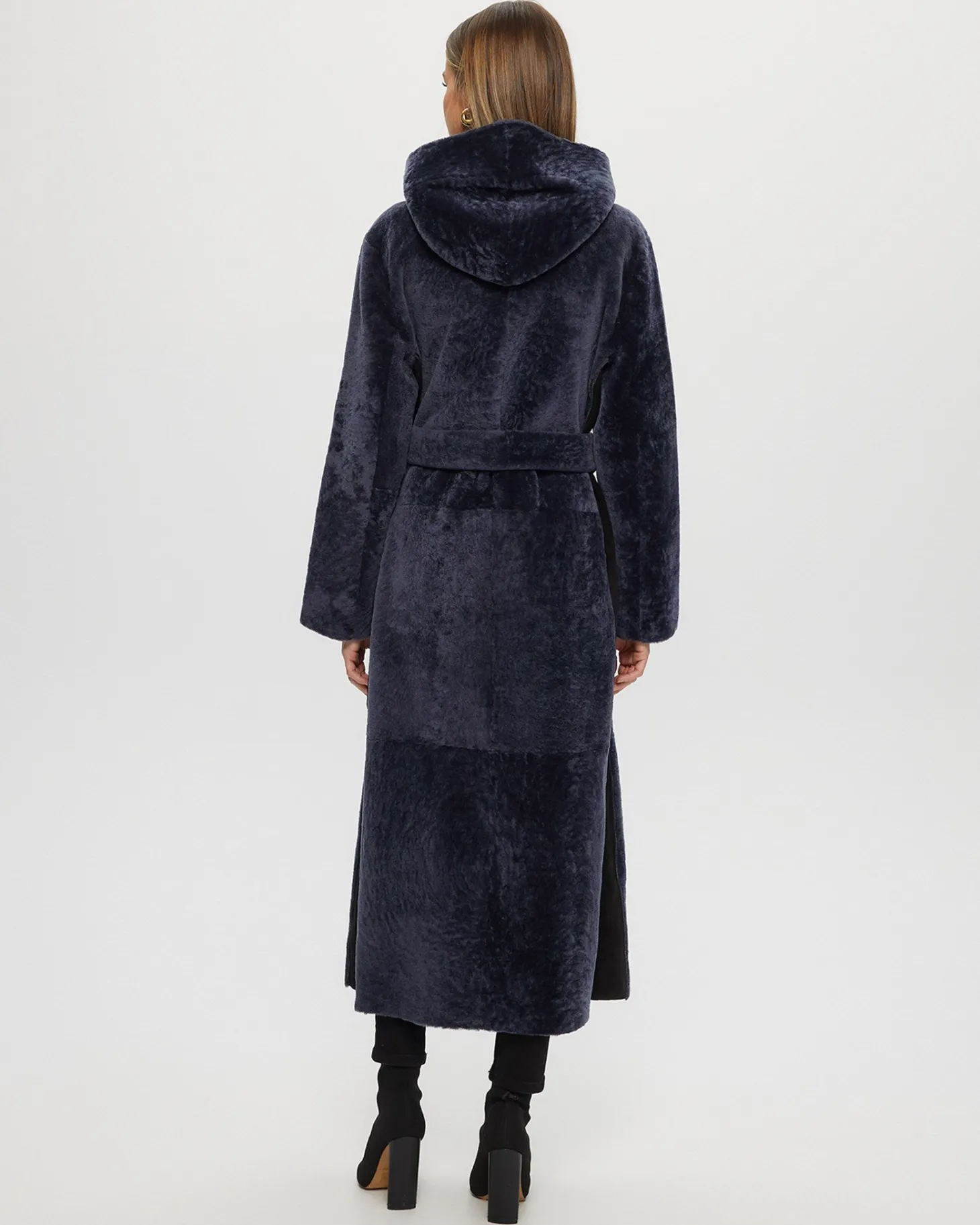 Select Shearling Lamb Zip Parka With Belt