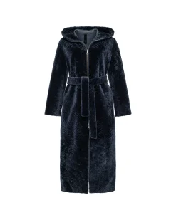 Select Shearling Lamb Zip Parka With Belt