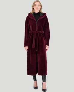 Select Shearling Lamb Zip Parka With Belt