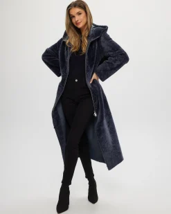 Select Shearling Lamb Zip Parka With Belt