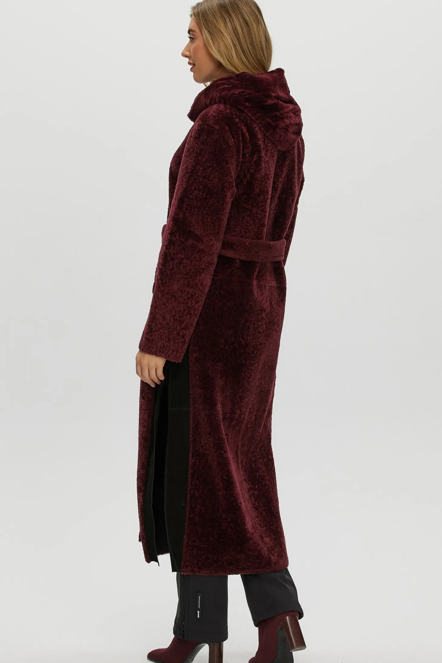 Select Shearling Lamb Zip Parka With Belt