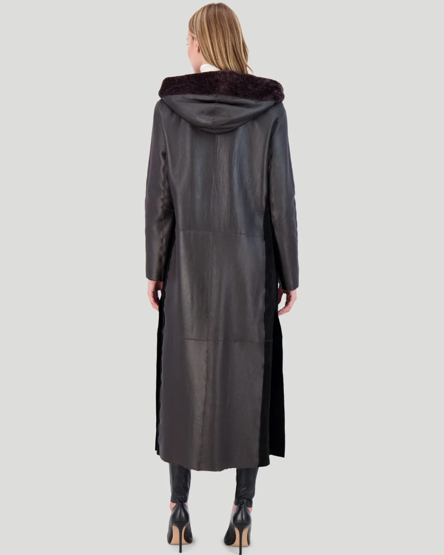 Select Shearling Lamb Zip Parka With Belt