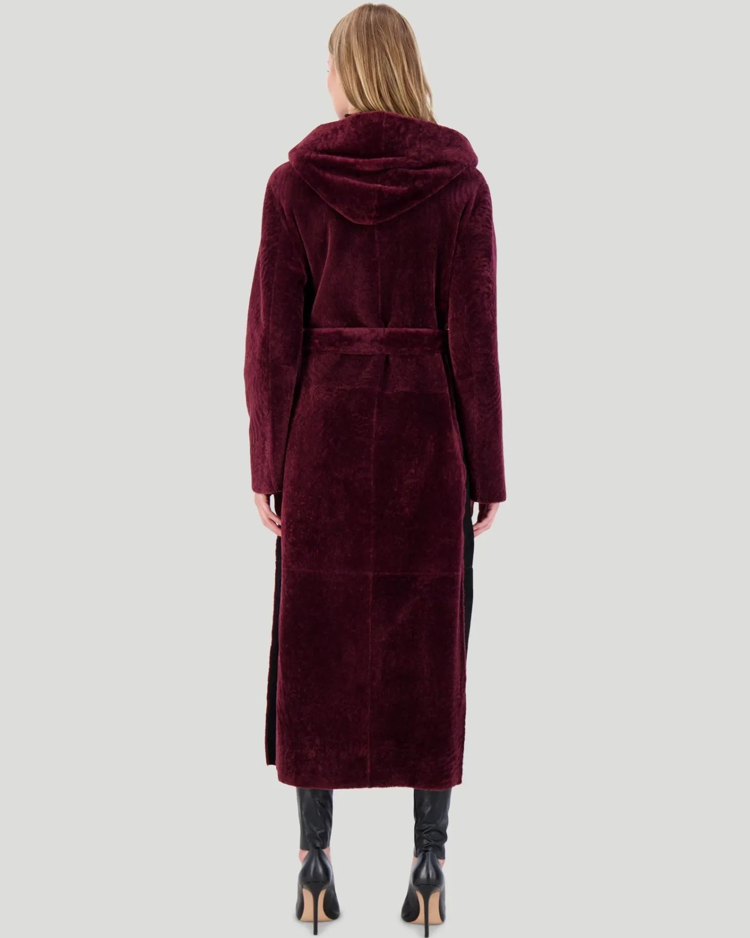 Select Shearling Lamb Zip Parka With Belt