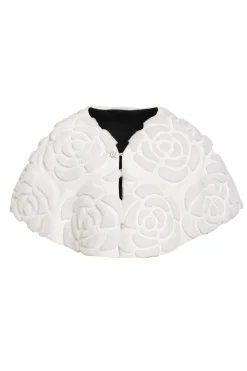 Select Shearling Lamb/Suede Floral Embroidered Stole Reversible To Loro Piana Cashmere & Wool