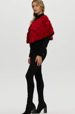 Select Shearling Lamb/Suede Floral Embroidered Stole Reversible To Loro Piana Cashmere & Wool