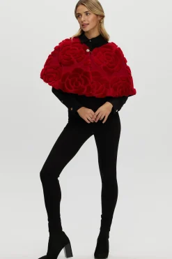 Select Shearling Lamb/Suede Floral Embroidered Stole Reversible To Loro Piana Cashmere & Wool