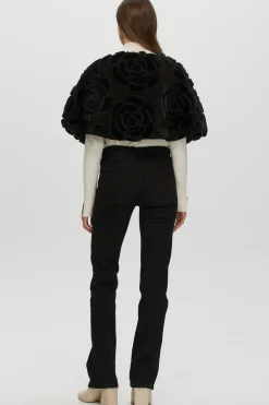 Select Shearling Lamb/Suede Floral Embroidered Stole Reversible To Loro Piana Cashmere & Wool