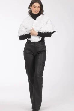 Select Shearling Lamb/Suede Floral Embroidered Stole Reversible To Loro Piana Cashmere & Wool