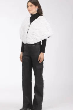 Select Shearling Lamb/Suede Floral Embroidered Stole Reversible To Loro Piana Cashmere & Wool