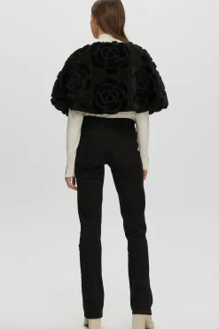 Select Shearling Lamb/Suede Floral Embroidered Stole Reversible To Loro Piana Cashmere & Wool